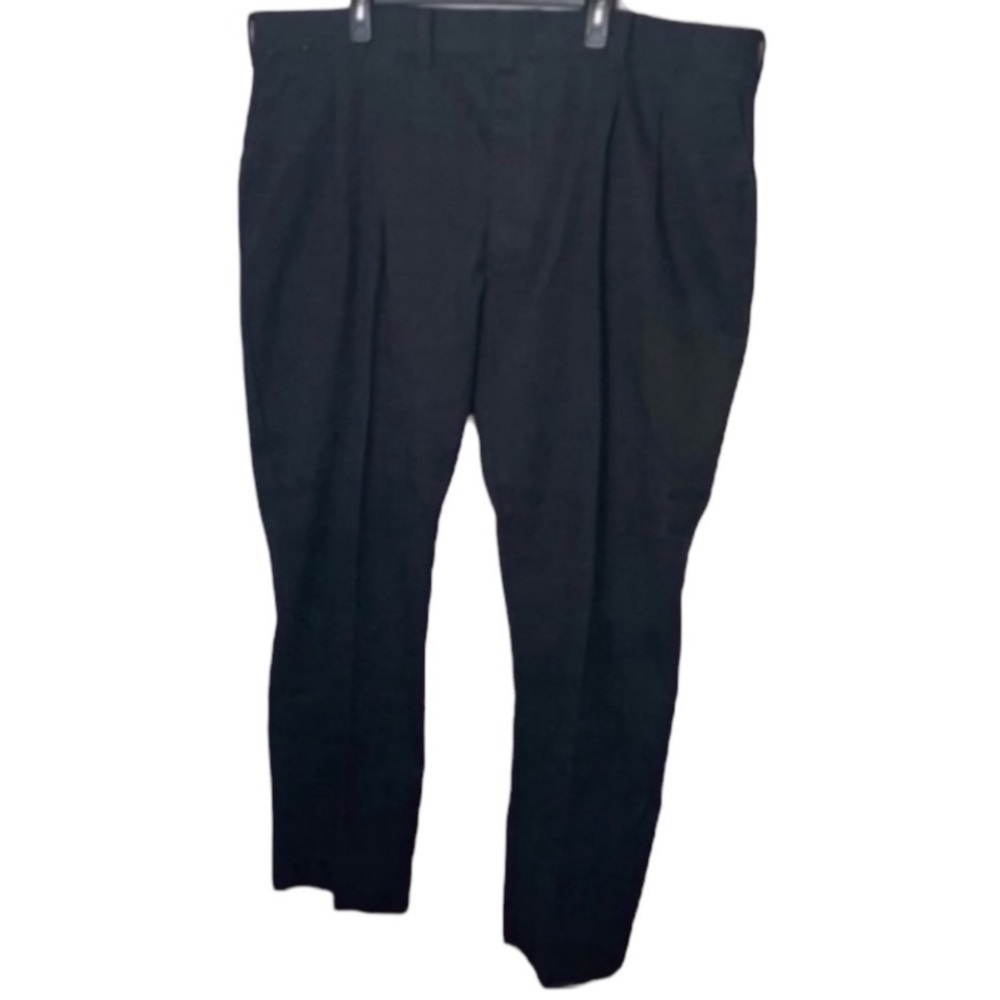 90s Protexall Pleated Black Pants Pockets Cotton Poly Work Made USA 46 Big Man